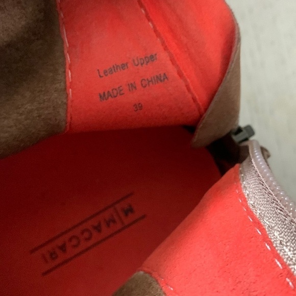 M Maccari shoes leather boots size 39 tan brown ruched distressed zipper NWOT - Picture 4 of 16